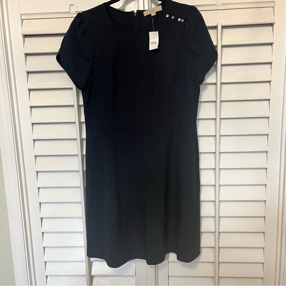 Loft Navy And White Pinstripe Dress Size 8